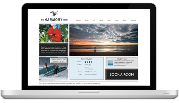 Harmony Hotel homepage